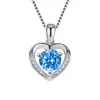 Colar Kaiwei com coração de diamante roxo em corrente para clavícula com pingente de diamante azul marinho de prata presente de aniversário para namorada