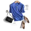 Tienda Insignia Shanghai Dan Nong/Camiseta de Punto de Manga Corta Intelectual Estilo Ol para Mujer de Lana Primavera