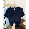Camiseta Casual de Manga Corta Holgada Talla Grande Color Sólido Simple Estilo Coreano de Verano 160g Ligeramente Transparente Algodón Copo de Nieve Cuello Redondo