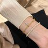 Pulseira Cruzada de Camada Dupla Retro de Luxo Leve Moda Cravejada com Zircônia Senso de Design Novo de Alta Qualidade Pulseira da Moda Versátil