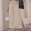 Ropa nueva de primavera y otoño 2023 para mujer, transfronteriza europea y americana, Amazon TEMU, pantalones holgados de moda casual a rayas con abertura para mujer