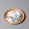 Qianli Jiangshan Set de Té Kung Fu de Bambú Portavasos Absorbente Redondo Pequeño para Uso Doméstico Tapa de Tetera Bandeja para Tazas Posavasos