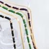 Europeo y Americano Multicolor Piedra de Vidrio Cristalino Solapado Doble Capa Solapada Cadena de Eslabones Cadena para Clavícula Collar Joyería de Acero Titanio