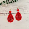 Amazon europeo y americano transfronterizo Huecos de moda pendientes de gota de agua estilo bohemio corte de viruta de madera pendientes de alta calidad