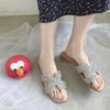Nuevos Zapatos de Mujer de Verano, Zapatos Planos Suaves con Suela de Goma, Pantuflas Brillantes con Diamantes para Mujer, Pantuflas de Moda para Mujer Estilo Coreano