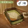Bandeja de arena para gatos extragrande, semicerrada con lados altos para evitar que la arena se salga y salpique, fácil de limpiar, inodoro para gatos, artículos para mascotas para gatos