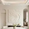 Arte de pared GRG con textura de piedra cruda imitación y relieve de onda con iluminación para dormitorio y sala de estar, Colgante de pared 3D, Personalizable