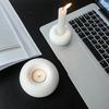 Candelabro creativo nórdico para el hogar, portavelas de cerámica con forma de neumático, decoración suave de escritorio para el hogar