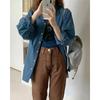 Venta de liquidación: Camisa de Color Sólido Holgada para Mujer, Top de Manga Larga Casual para Primavera y Otoño, Estilo Coreano