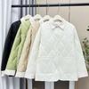 Otoño Nuevo 100kg Chica Gorda Moda Temperamento Ligero Rayas Cuello Algodón Abrigo Talla Grande Chaqueta Cálida para Mujer 5305