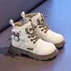 Botas curtas quentes forradas com fleece para crianças, coleção de inverno 2025, design fofo de coelho com strass, botas estilo Martin para meninas, tamanhos médios e grandes, botas de algodão de camada dupla