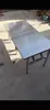 Mesa Plegable de Acero Inoxidable, Mesa Larga para Uso en Exteriores, Mesa Comercial Portátil para Mercados Nocturnos, Barbacoas y Montaje de Puestos, con Hueco Alto para Colocar Artículos