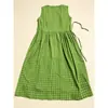 Vestido Chaleco a Cuadros Verdes con Tirantes de Nuevo Estilo 2026 para Mujer, Vestido Largo de Verano de Algodón Puro sin Mangas con Ceñidor en la Cintura