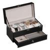 Caja de almacenamiento de joyería multifuncional con patrón de fibra de carbono, doble, exquisita, anti-oxidación, para pulseras de reloj, fabricantes, en stock