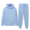 Traje deportivo para hombre para comercio exterior, sudadera con capucha de forro polar de color liso, cálida para otoño e invierno, suéter deportivo de corte holgado
