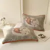 Par de Fronhas de Gaze de Algodão Puro Estilo Ins Fofo para Uso Doméstico Fronha de Gaze Respirável de Algodão Puro Macia e Lavável