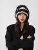 Sombrero de felpa a rayas japonés de otoño e invierno para mujer, imitación de piel de conejo, cálido, de lana, estilo coreano, circunferencia de cabeza grande, sombrero peludo, moda