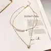 Collar choker de perlas de doble capa para mujer, estilo coreano, joyería para el cuello, correa para el cuello de celebridad cibernética, cadena simple para la clavícula de estudiante