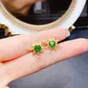 Brincos Populares Naturais de Diopsídio Atacado de Fábrica com Inlay de Prata S925 Pedra Principal 5*5 Joias de Luxo Venda Direta da Fábrica