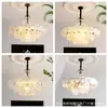 Candelabro de sala de estar estilo francés-italiano, lámpara de cristal minimalista post-moderna de color crema para dormitorio principal, lámpara de cristal de lujo ligero para comedor
