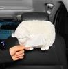 Caixa de tecido de carro pendurada boneca de pelúcia fofa decoração de interiores de carro caixa de extração de papel de carro caixa de apoio de braço de carro