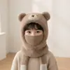 Gorro de Invierno con Bufanda y Mascarilla Integradas, Forrado de Felpa, Gorro Cálido que Protege los Oídos para Niños y Niñas, Gorro de Punto Estilo Oso a Prueba de Frío, Modelo de Invierno