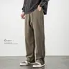 Calça de Chenille para Homens, Corte Reto Solto, Calça de Moletom Casual Fluida Preta, Plus Size de Inverno, Forrada com Fleece, Espessada para Outono e Inverno