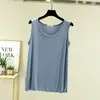 Camiseta sin mangas de modal para mujer, verano, talla grande, cuello redondo, fina, sin mangas, corte holgado, adelgazante, top versátil