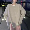 Suéter Rosa Nuevo Holgado Suave de Otoño e Invierno Estilo Perezoso para Mujer Cuello Redondo Tejido Moda Casual Top