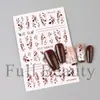 FULL BEAUTY Pegatinas de Arte para Uñas Transfronterizas Hoja de Arce Vintage Rojo-Marrón Otoño Hoja Acuarela Pegatinas de Arte para Uñas