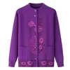Roupas para mulheres de meia-idade e idosas casaco suéter de inverno mãe tricô com forro de fleece roupas para idosos cardigã quente top