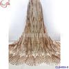 Posicionamento renda de malha transparente elástica bordada com lantejoulas vestido de noiva cauda europeia e americana flor grande composta tecido brilhante