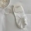 Meias Femininas Suxinaimin para Primavera e Verão, Estilo Coreano, Meias Sapatilha com Borda Franzida Estilo Ins, Antiderrapantes, Meias Invisíveis de Algodão Sem Costura