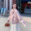 Outono de 2026 Nova Moda Casual Redutor de Idade Emagrecedor Doce Estilo Menina Casaco Duffle Jaqueta de Couro Rosa Jaqueta Curta