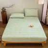 2026 Nuevo Algodón Puro Hilo Teñido Algodón Lavado Artículo Individual Sábana Ajustable Sábana Ajustable Individual Funda de Almohada Juego de Tres Piezas