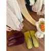 Zapatillas Planas de Moda Estilo Coreano para Mujer Modelo Primavera y Otoño 2025, Elegantes Zapatos Cerrados de Terciopelo con Corte en V y Punta Cuadrada de Tacón Bajo para Mujer