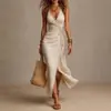 Moda verão europeia e americana feminina 2026 cross-border dropshipping vestido estilo resort boêmio com decote V profundo cruzado