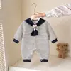 Body de collar azul marino para recién nacido Ropa para bebé Ropa de otoño Suave Lindo Niños y Niñas Ropa de abrigo de otoño para bebé