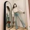 Calça Flare Feminina, Cor Clara, Verão Fina Novo Estilo, Petite Cintura Alta Retrô Americana High Street