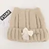 Gorro de punto suelto de alta calidad coreano con orejas de gato, clip en, con cordones de colores y adornos de perlas, un gorro cálido y protector de orejas para mujer en otoño e invierno