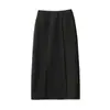 Falda Midi Color Café con Abertura Trasera, Nuevo Estilo Otoño/Invierno 2026, Cintura Alta, Favorecedora, Falda con Diseño Plisado