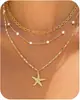 Collar de Cuentas de Joyería Transfronteriza Europea y Americana Collar de Perlas de Imitación de Playa Collar Retro para Mujer con Estrella de Mar y Concha Vacaciones Junto al Mar