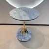 Mesa auxiliar de roca de lujo ligero, mesa de café pequeña, mesa de rincón para sala de estar, mesa redonda pequeña móvil simple y moderna para balcón, mesita de noche