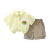 Traje de Verano para Niño Nuevo Estilo Estilo Occidental Bebé Delgado Manga Corta Dos Piezas Bebé Verano Camisa a Rayas Pantalones Cortos Moderno