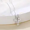 Colar Cruz Cortado Casual e Estiloso, Pingente de Aço Inoxidável Polido Brilhante, Novos Acessórios Colar de Aço Inoxidável