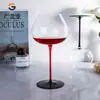 Taça de Vinho Tinto Levemente Luxuosa com Base Preta, Corpo Largo, Vidro de Cristal para Uso Doméstico, Base Preta, Haste Alta para Aroma, Taça Borgonha