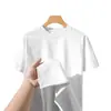 Camiseta Estilo Americano 400g Peso Pesado Algodón Puro Cuello Redondo Manga Corta Camiseta para Hombre Hombro Caído Casual Holgada Camiseta Blanca Pura Capa Base
