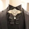 Banquete de Bodas para Hombre de Gama Alta Estilo Británico Lazo Flor de Pedrería Cuello Florido Corbata de Lazo Traje Formal Cuello Flotante Profesional Flor