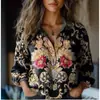 2026 Comércio Exterior Transfronteiriço Europeu e Americano Roupas Femininas Primavera e Verão Nova Camisa Casual Estampada de Manga Três Quartos Cardigã Mais Vendido para Mulheres