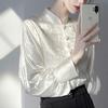Nueva Camisa Jacquard Blanca Chinoiserie para Mujer Estilo Primavera 2025 Lujo Accesible Reductor de Edad Top Elegante